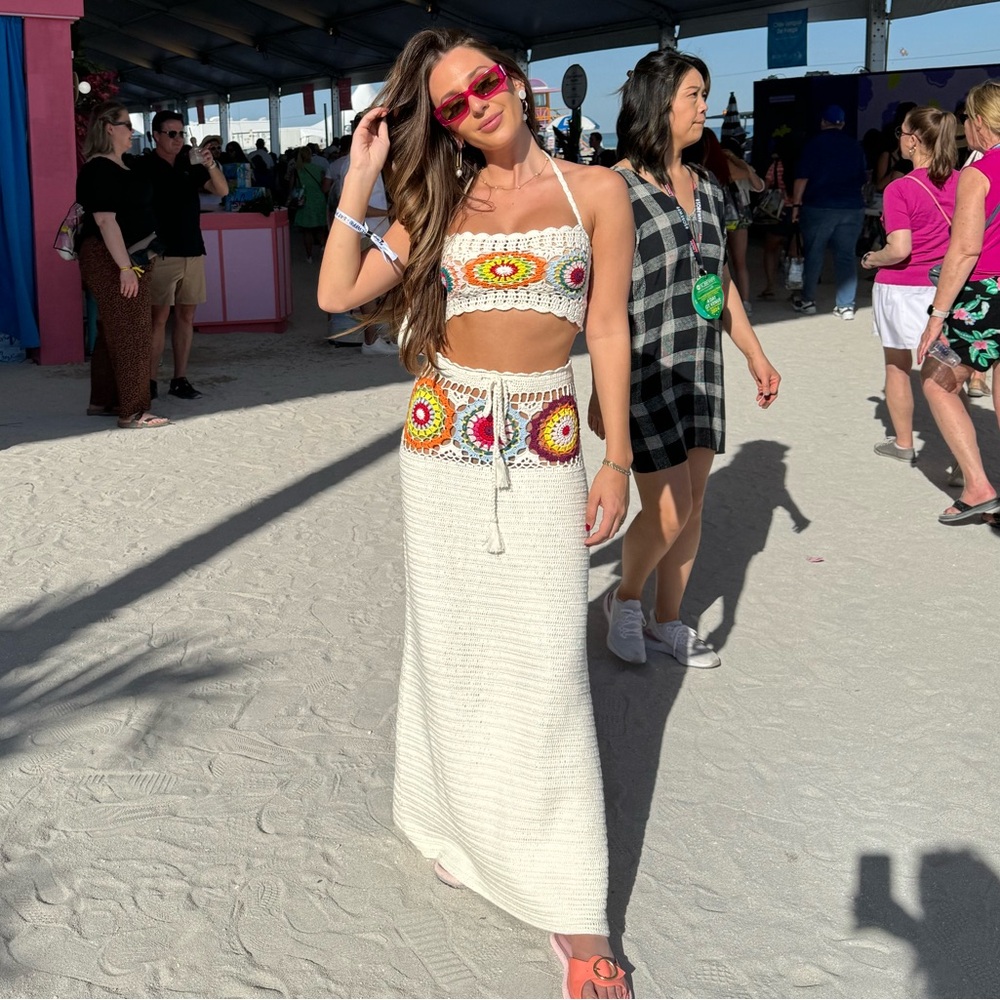 Lovers and friends kestrel crochet top & maxi skirt set